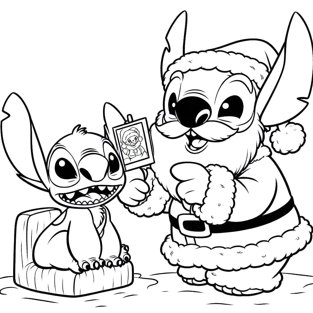 Coloriage Dessiner Stitch Noël base gratuite