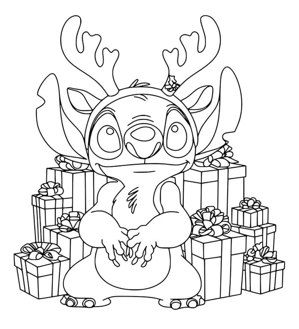 Coloriage Dessiner Stitch Noël de base