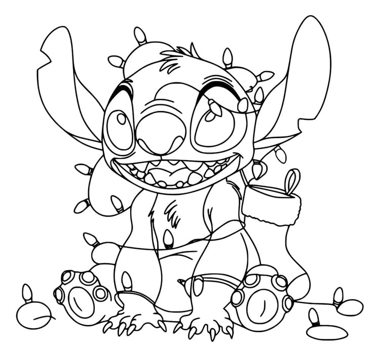 Coloriage Dessiner Stitch Noël facile