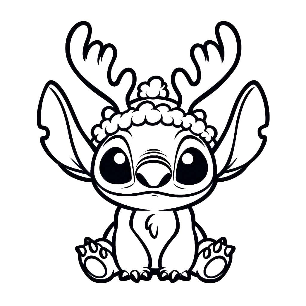 Coloriage Dessiner Stitch Noël gratuit facile