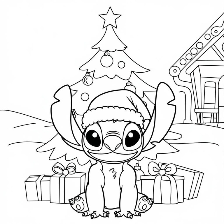 Coloriage Dessiner Stitch Noël imprimable