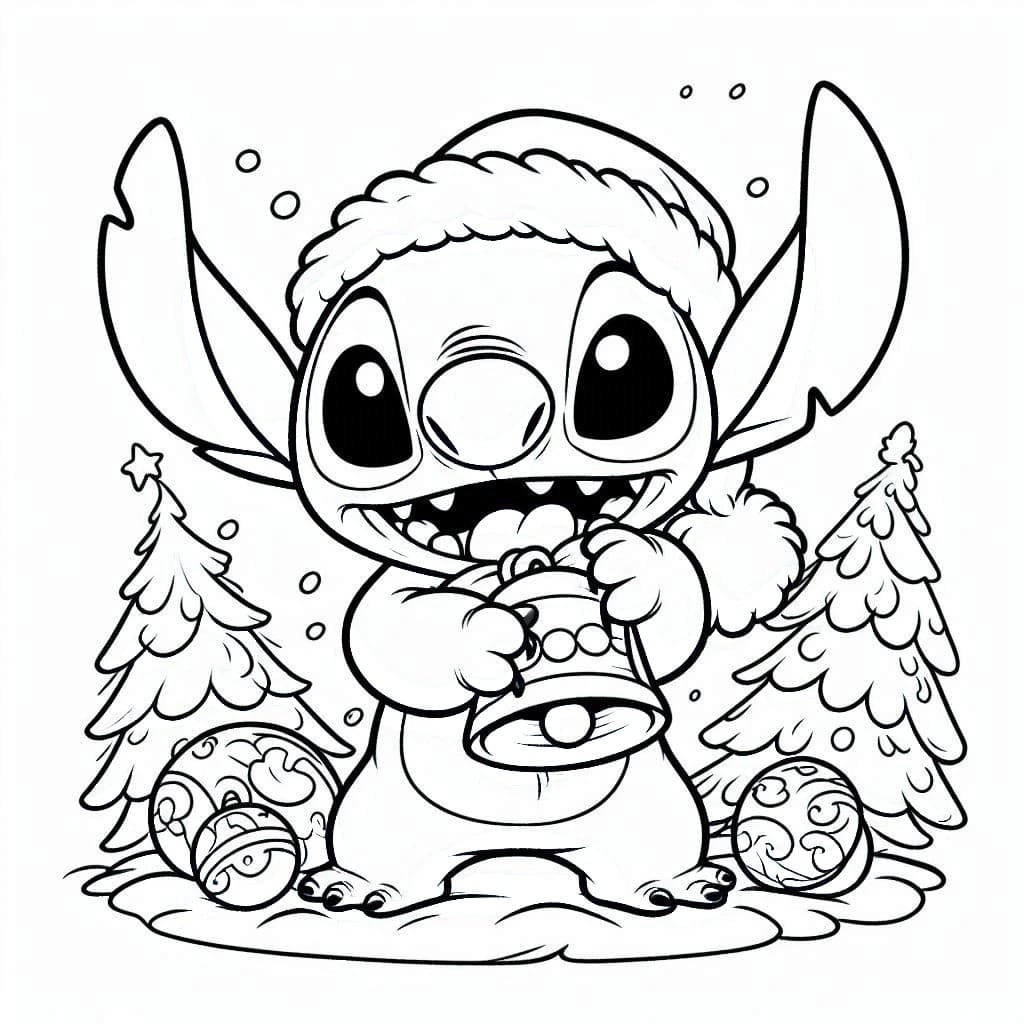 Coloriage Dessiner Stitch Noël imprimable gratuit