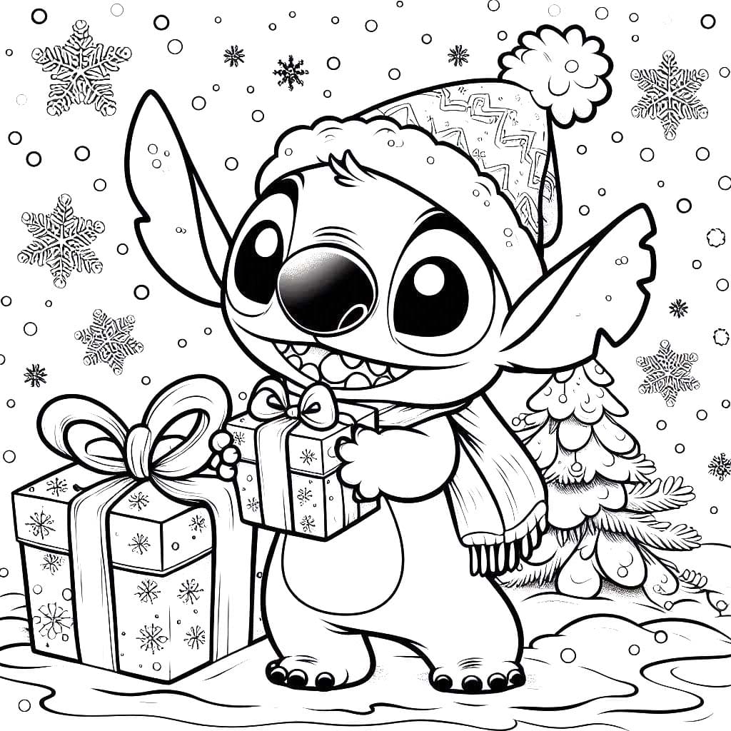 Coloriage Dessiner Stitch Noël imprimer de base