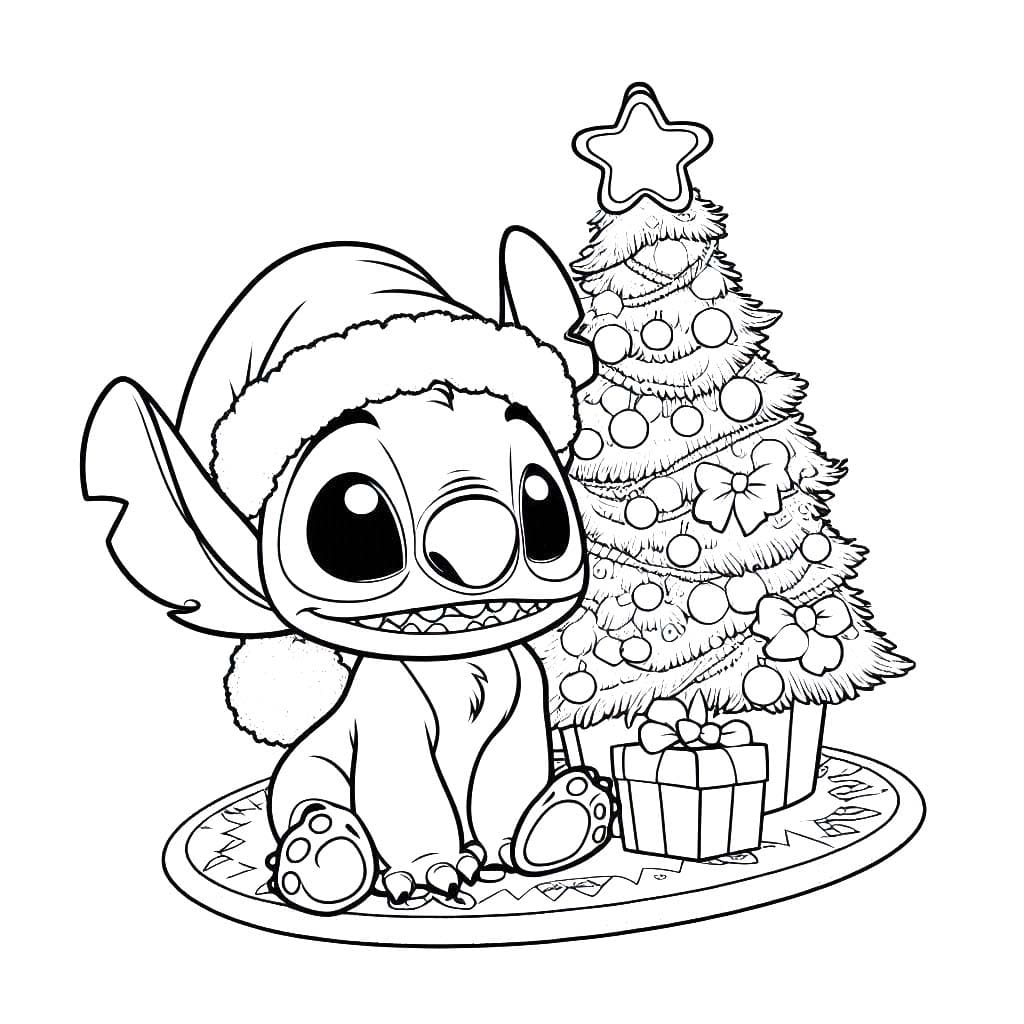 Coloriage Dessiner Stitch Noël imprimer facilement