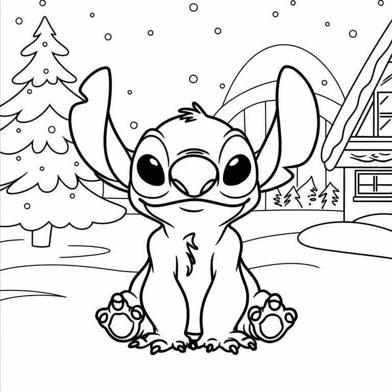 Coloriage Dessiner Stitch Noël mignon