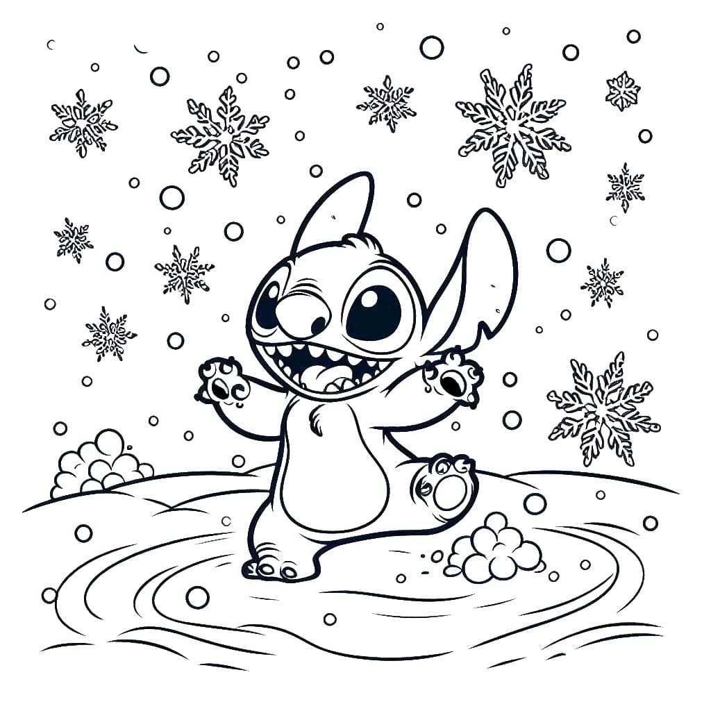 Coloriage Dessiner Stitch Noël mignon heureux