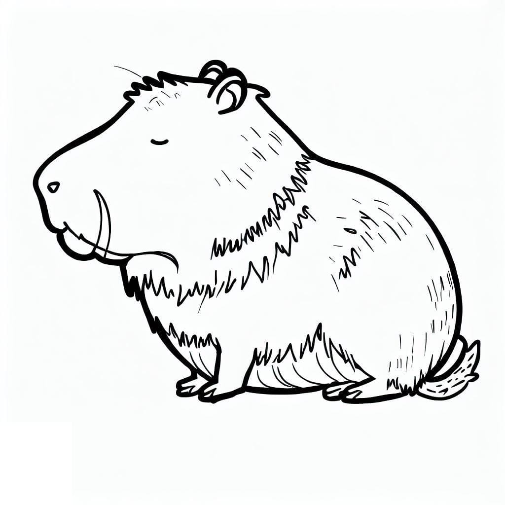 Coloriage Dessiner un bébé capybara