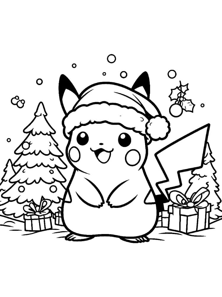 Coloriage Dessiner une image Pikachu Noël