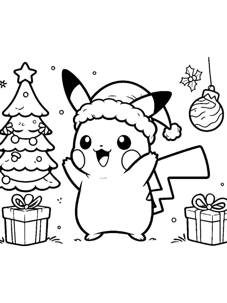 Coloriage Image Pikachu Noël gratuit