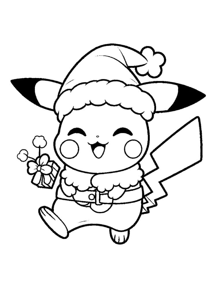 Coloriage Image Pikachu Noël mignon