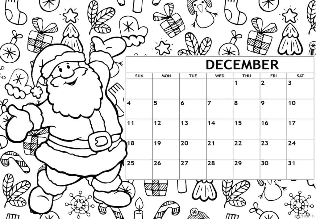 Coloriage Imprimer le calendrier de décembre