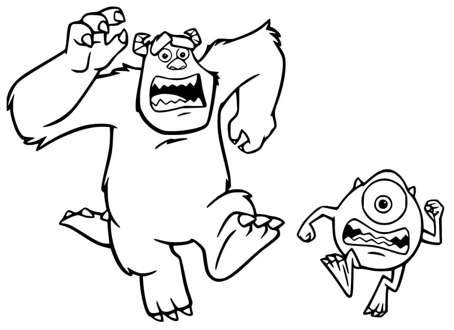 Coloriage James Sullivan et Mike Wazowski se présentent