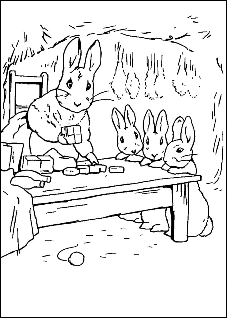 Coloriage La famille Pierre Lapin