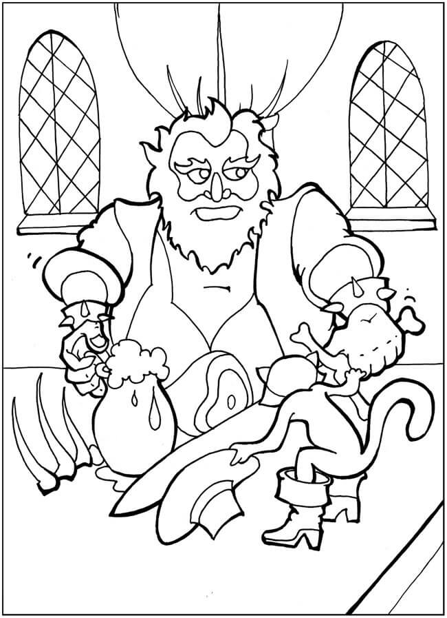 Coloriage Le Chat Botté et le Géant