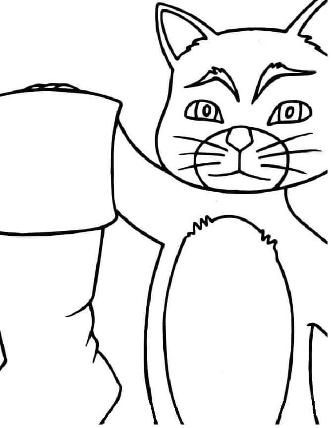 Coloriage Le chat tient une botte