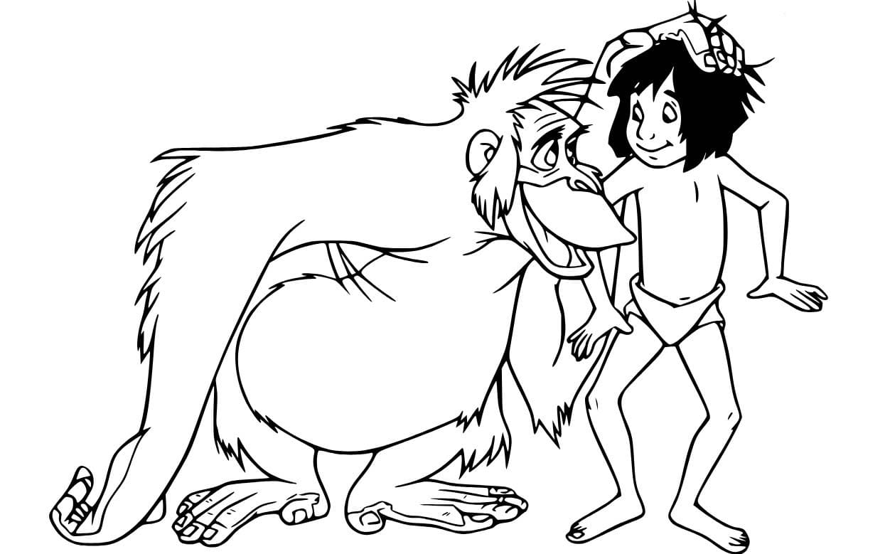 Coloriage Le Roi Louie et Mowgli