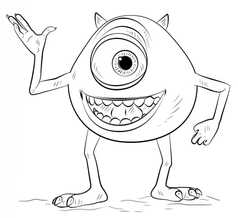 Coloriage Mike Wazowski dans Monstres et Cie