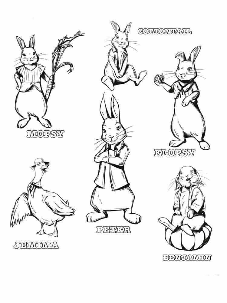 Coloriage Personnages dans Pierre Lapin