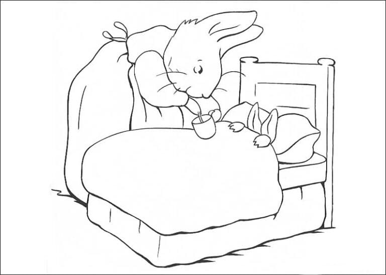 Coloriage Pierre Lapin et sa maman