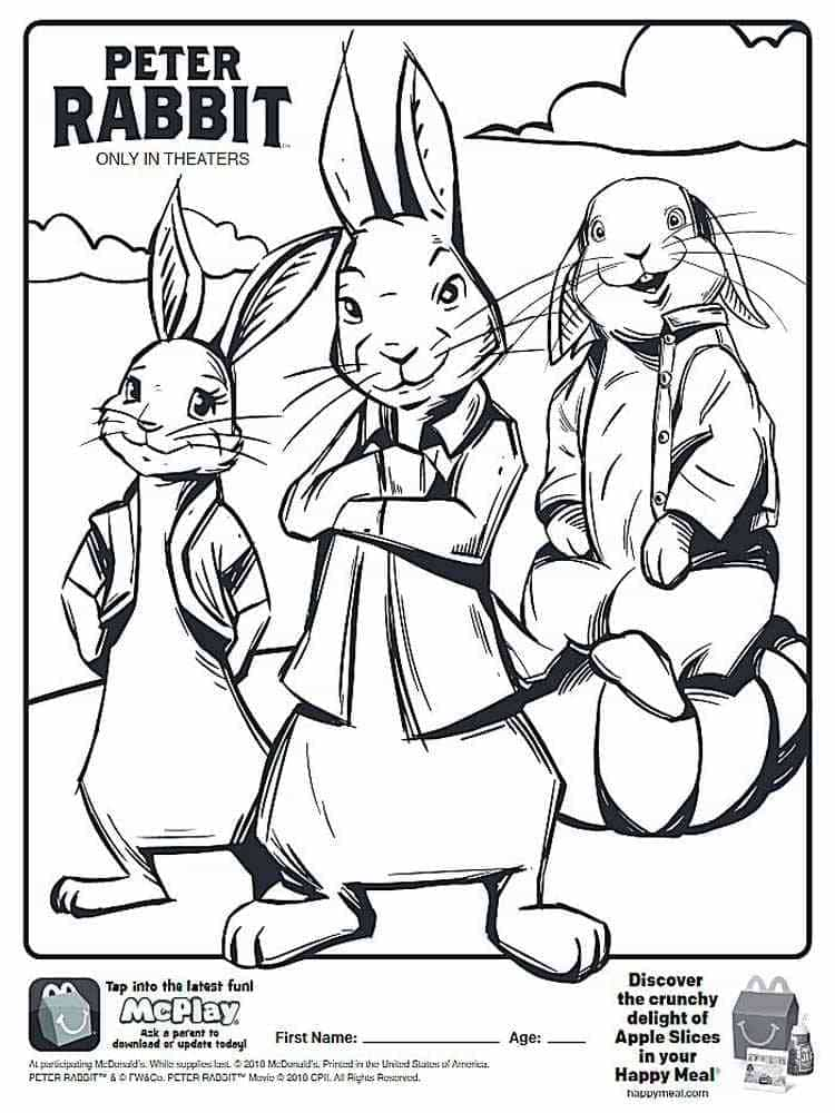 Coloriage Pierre Lapin imprimable gratuitement