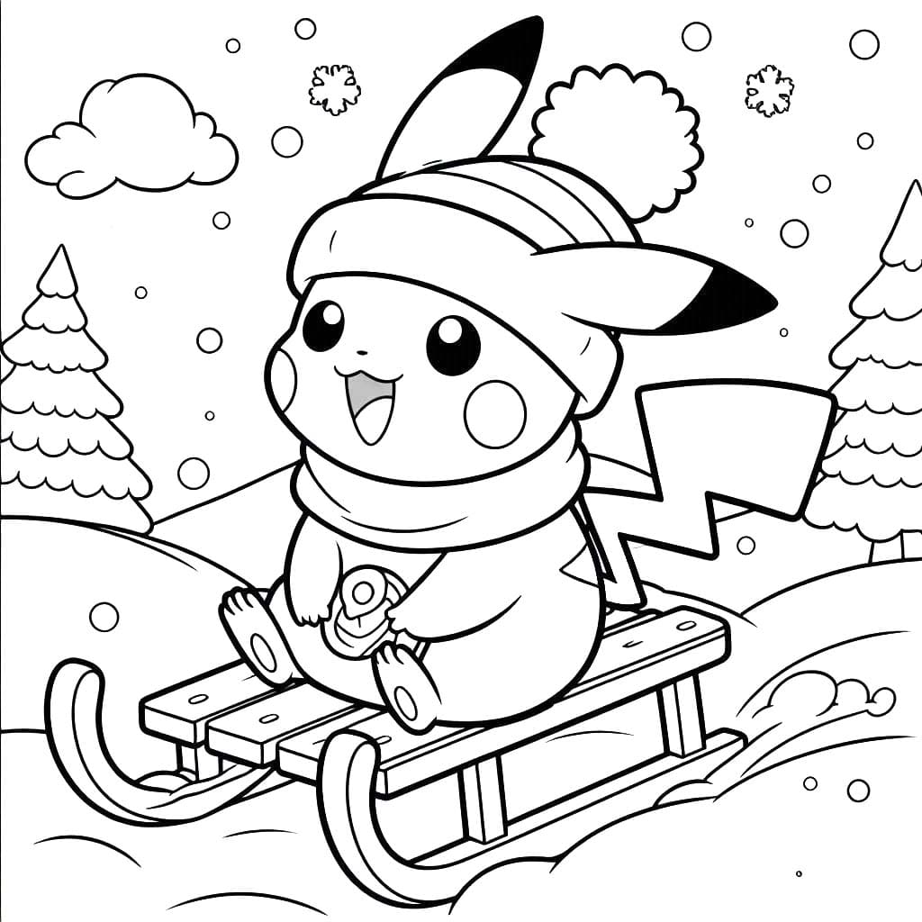 Coloriage Pikachu Noël Amusant