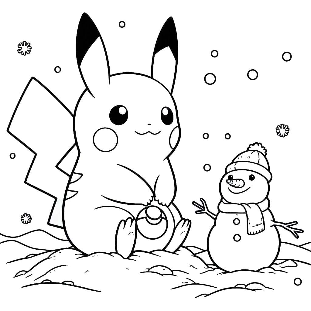 Coloriage Pikachu Noël basique