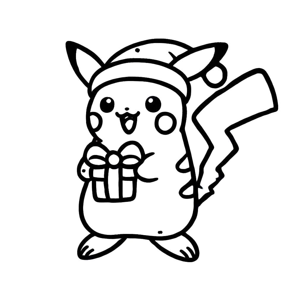 Coloriage Pikachu Noël gratuit facile