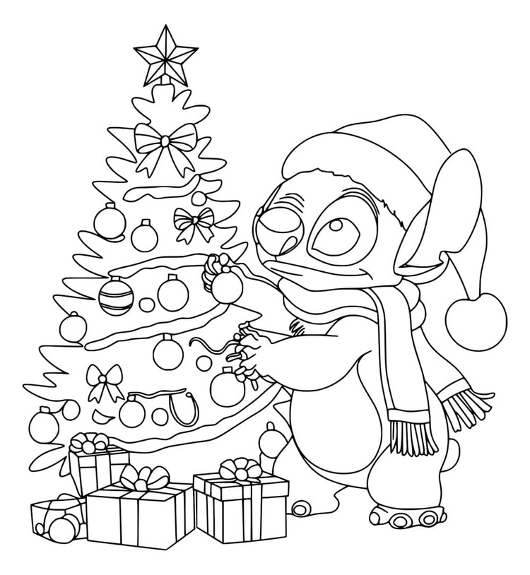 Coloriage Stitch Noël 1