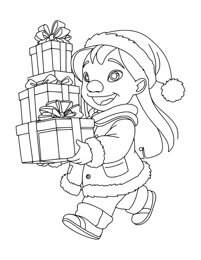 Coloriage Stitch Noël 10