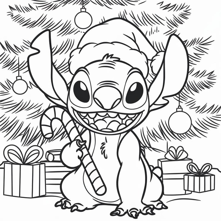 Coloriage Stitch Noël 12