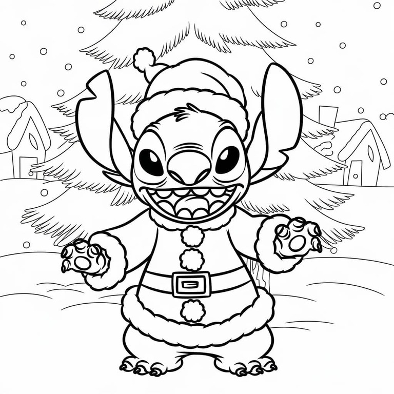 Coloriage Stitch Noël 5