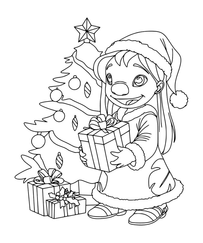 Coloriage Stitch Noël 6