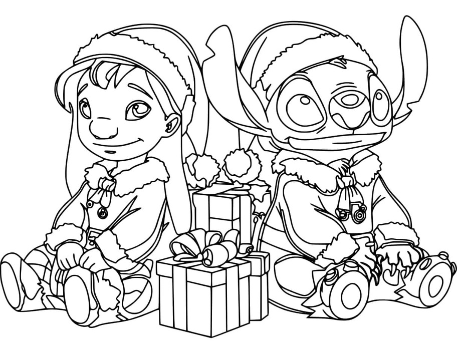 Coloriage Stitch Noël 8