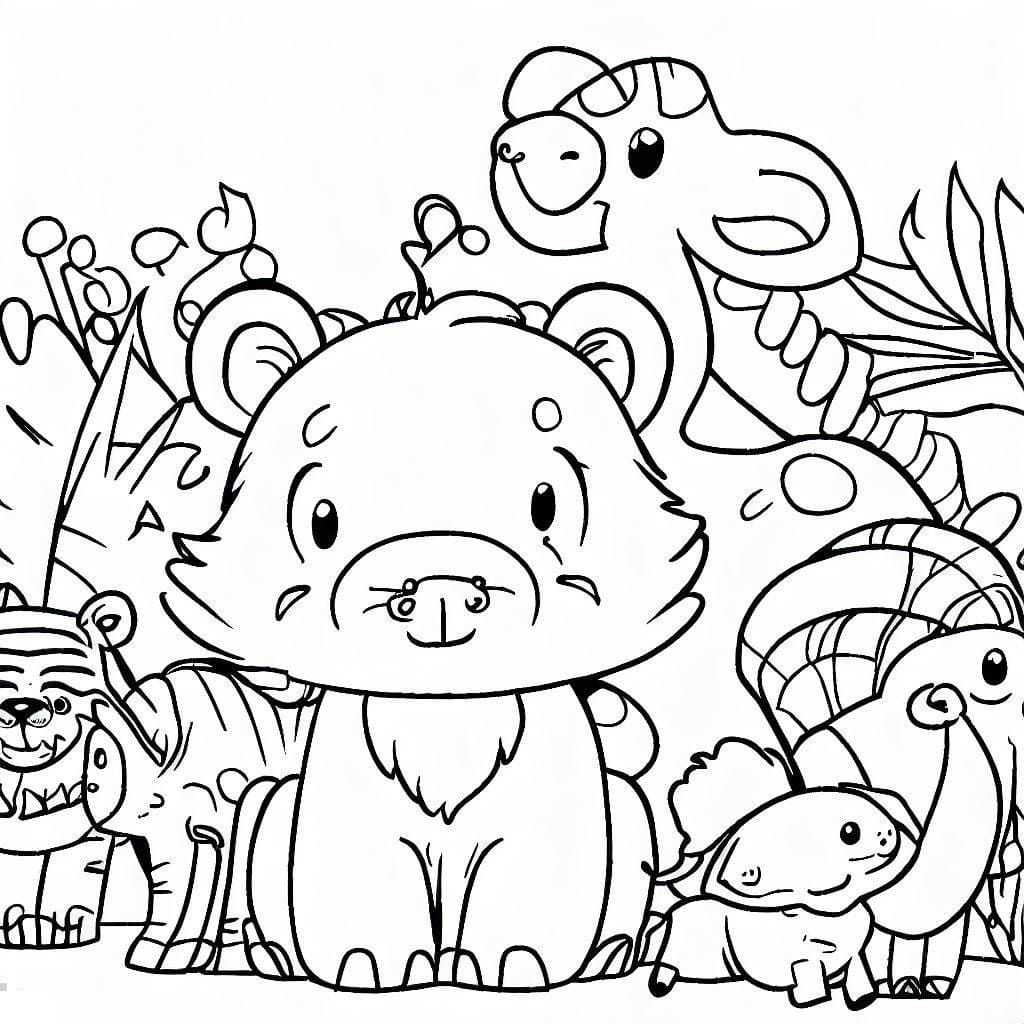 Coloriage Un zoo mignon