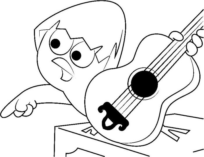 Coloriage Caliméro avec guitare