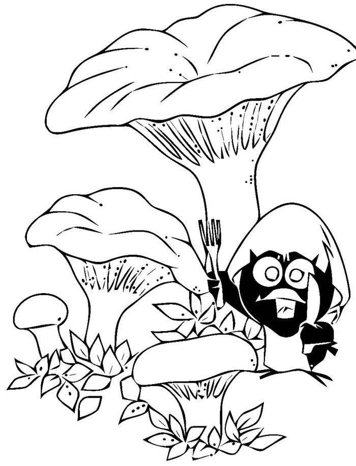 Coloriage Caliméro et les Champignons