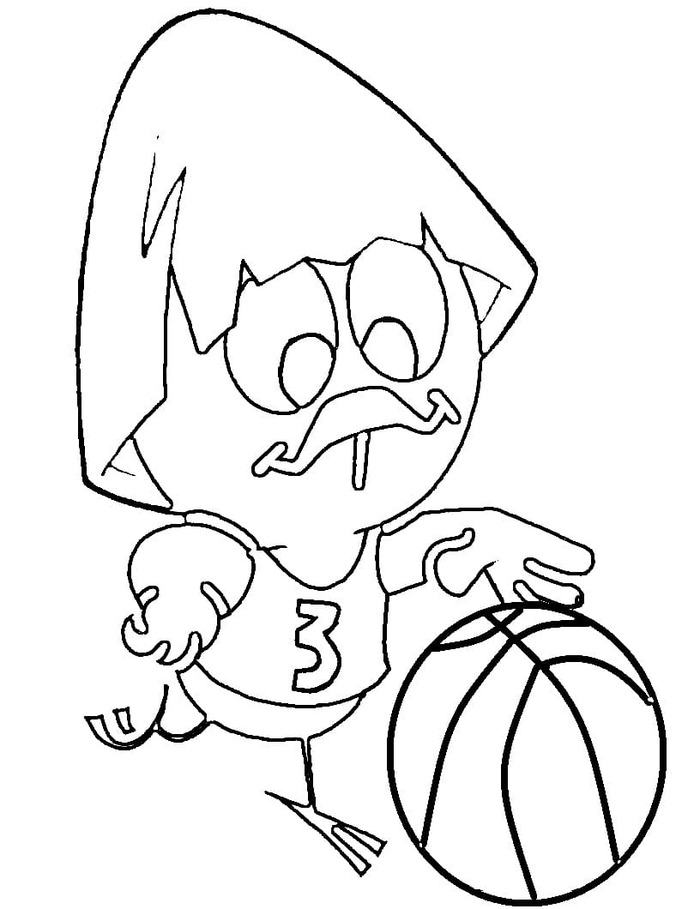 Coloriage Calimero joue au basket-ball