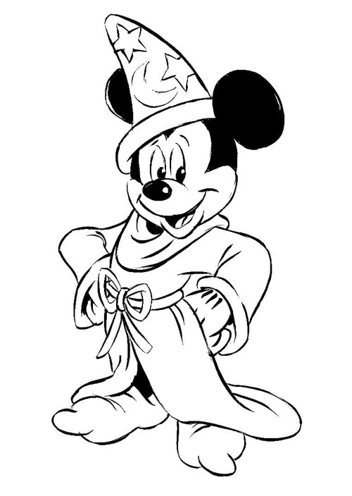 Coloriage Dessin Mickey Fantasia chez les enfants