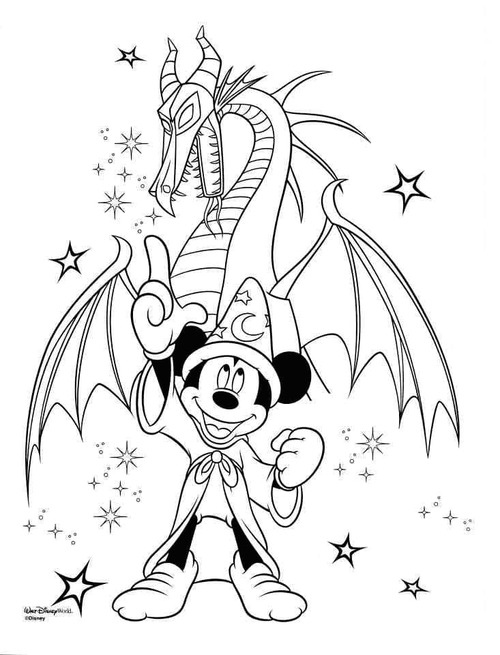 Coloriage Dessin Mickey Fantasia les enfant