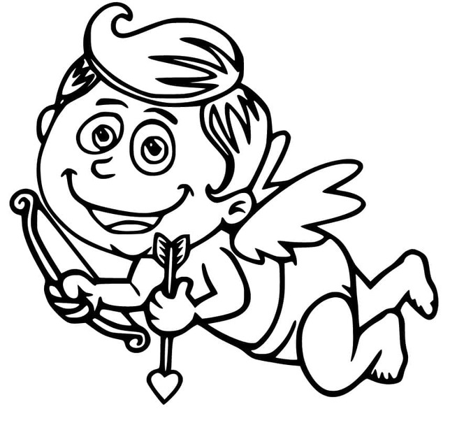 Coloriage Dessine adorable Cupidon