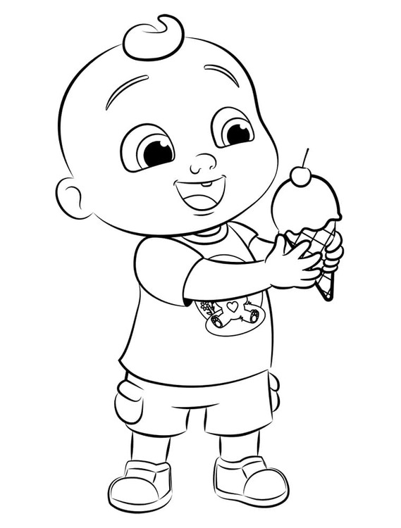 Coloriage Dessine Cocomelon JJ avec de la glace