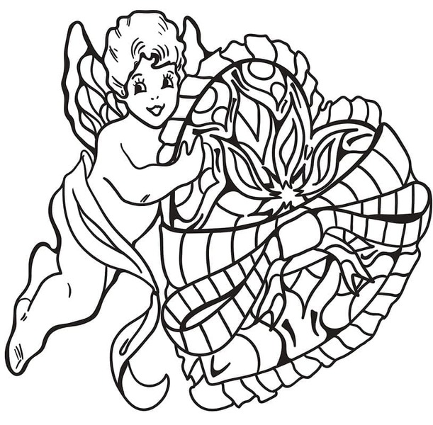 Coloriage Dessine Cupidon avec un cœur