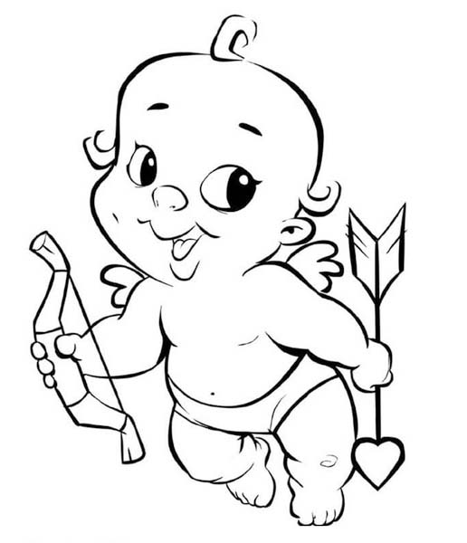 Coloriage Dessine Cupidon bébé