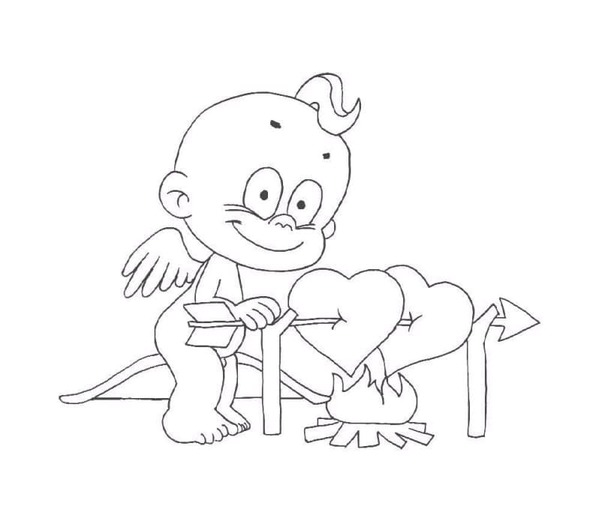 Coloriage Dessine Cupidon drôle