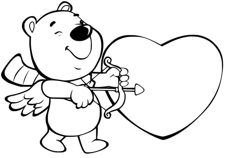 Coloriage Dessine Cupidon l'ours