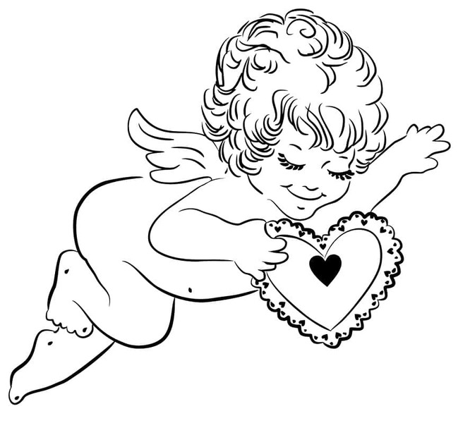 Coloriage Dessine Cupidon mignon