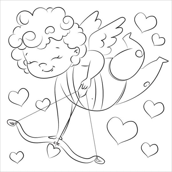 Coloriage Dessine Cupidon souriant