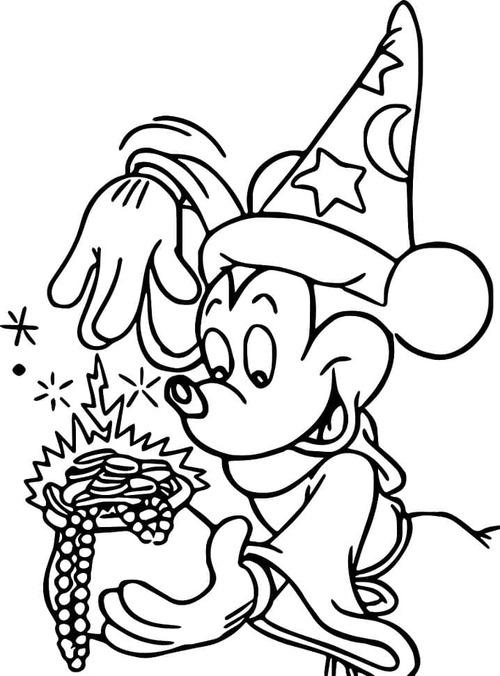 Coloriage Dessine gratuit Mickey Mouse Fantasia