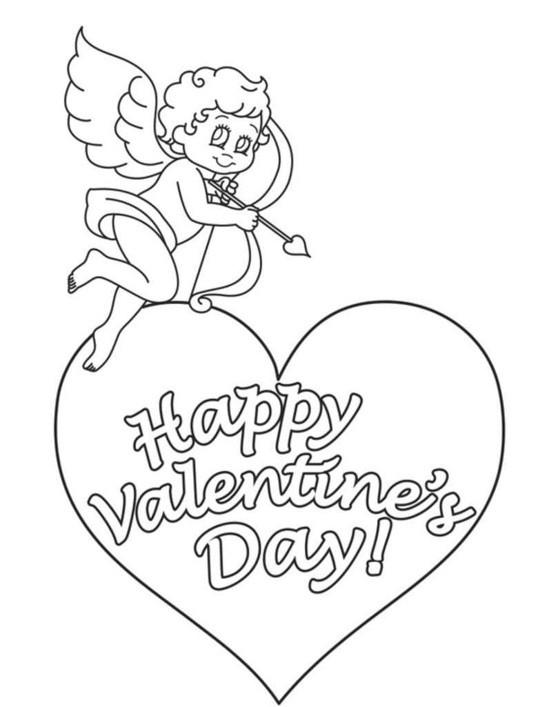 Coloriage Dessine heureux Cupidon