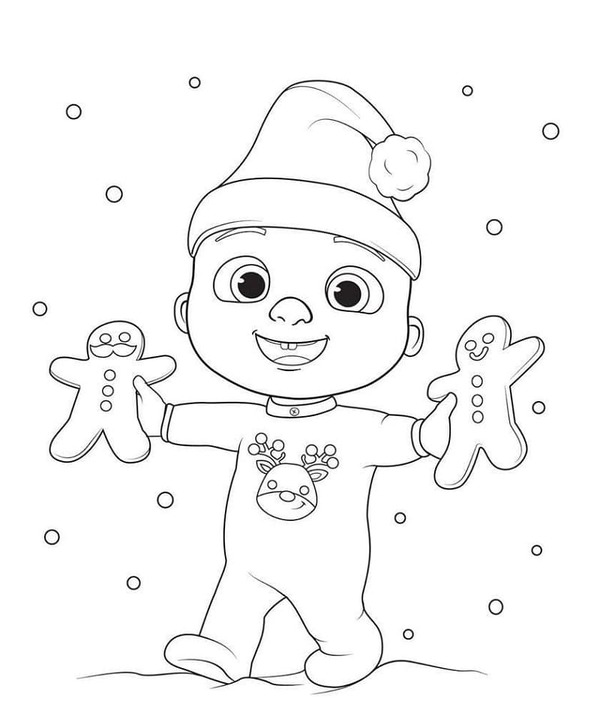 Coloriage Dessine JJ Cocomelon à Noël